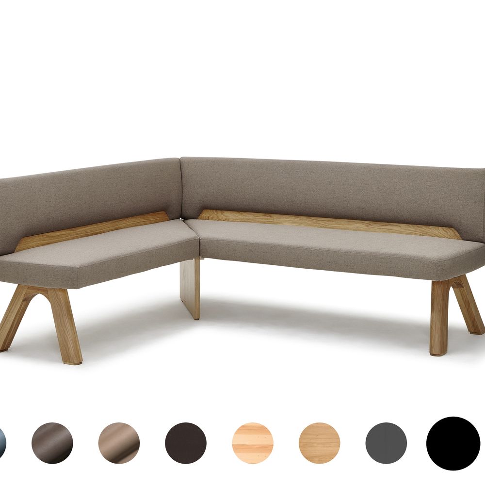 Schösswender »Ontario« 200 Eckbank Variante B 152/192 cm / Gavin 07 hellblau / Kernbuche natur, Variante B Image