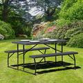 Arlmont & Co. Freddie All-In-One Folding Picnic Table & Bench Set Plastic/Resin in Gray/Black | 58.25 W x 53.75 D in | Wayfair