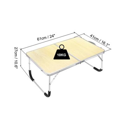 Foldable Laptop Table, Portable Picnic Bed Tables Reading Desks - Wood Color