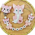 Porte-sucette en silicone personnalisé pour bébé lettres anglaises et russes pendentif chat