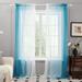 Deconovo Ombre Linen Sheer Curtains for Living Room Bedroom Rod Pocket Semi Sheer Privacy Light Filtering Transparent Curtains 2 Panels 52x54 inch Blue