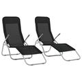 vidaXL Folding Sun Loungers 2 pcs Textilene Black 44338