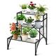 Topbuy Metal 3-Tier Plant Stand Flower Pot Plant Shelves Flower Pot Organizer Rack Suitable for Indoor & Outdoor