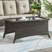 PARKWELL Rectangular Coffee Table for Outdoor Indoor - Modern Glass Top Coffee Table with Wicker Rattan Design - Brown