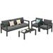 Patiojoy 4 Pieces Patio Seating Set Outdoor Sectional Sofa Set w/Coffee Table & Cushions Gray