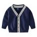 Little Boys Long Sleeve V-Neck Classic Knit Cardigan Sweater School Uniform 2-7Y