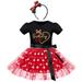 IBTOM CASTLE Baby Girls Birthday Outfit Polka Dots Leotard Dresses Fancy Dance Costume Halloween Cosplay Tutu Dress up with Ears Headband 3-4 Years Black+Red-Heart