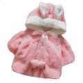 Aoochasliy Coats for Girls Deals Toddler Fleece Jackets Faux Fur Long Sleeve Fuzzy Warm Coats Rabbit Ears Winter Hoodie Coat