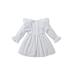 Thaisu Newborn Girls Dress Lace Cutout Ruffles Long Sleeve Dress Spring Autumn Casual Princess A-line Dress