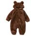 Baby Boy Pack Baby Boy Clothes Baby Girls Boys Cute Solid Long Sleeves Cartoon Bear Ears Footed Hooded Zipper Romper Warm Footie Jumpsuit Sleeper Pajamas Boy Romper Winter