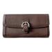 Coach Bags | Coach Brown Leather Buckle Motif Long Trifold Snap Wallet | Color: Brown | Size: 7.5 X 4 X 1 Inches