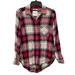American Eagle Outfitters Tops | American Eagle Boyfriend Fit Plaid Red Blue Long Sleeve Button Down Shirt | Color: Blue/Red | Size: S
