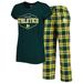 Women's Concepts Sport Green/Gold Oakland Athletics Badge T-Shirt & Pajama Pants Sleep Set