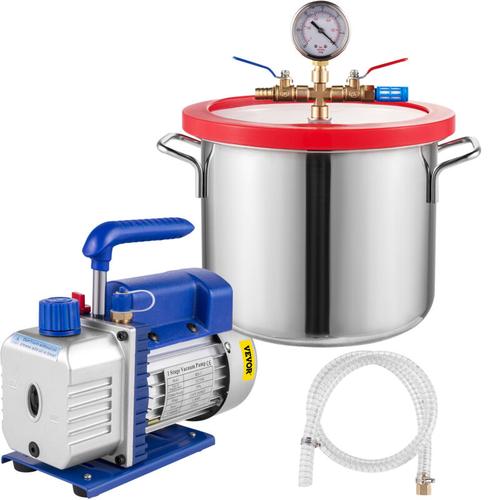 VEVOR Vakuumpumpe 3CFM1/4HP, Vakuumkammer mit Pumpe 5,7-Liter-Vakuumkammer-Kit, Klima Vakuumpumpe