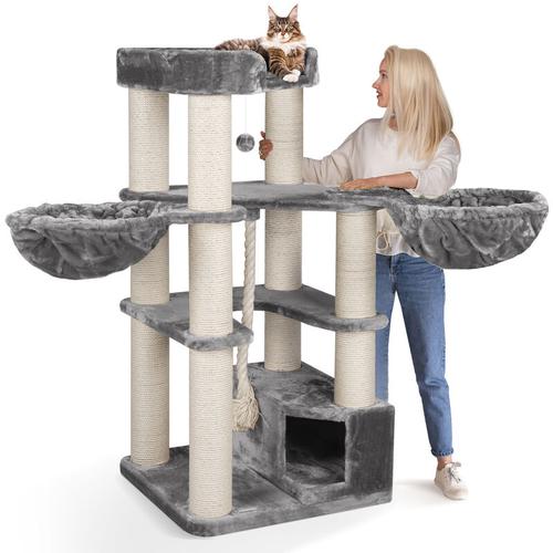 Happypet® Kratzbaum XL stabil 161 cm hoch für große Katzen 47 kg Premium Qualität 12 cm Dicke
