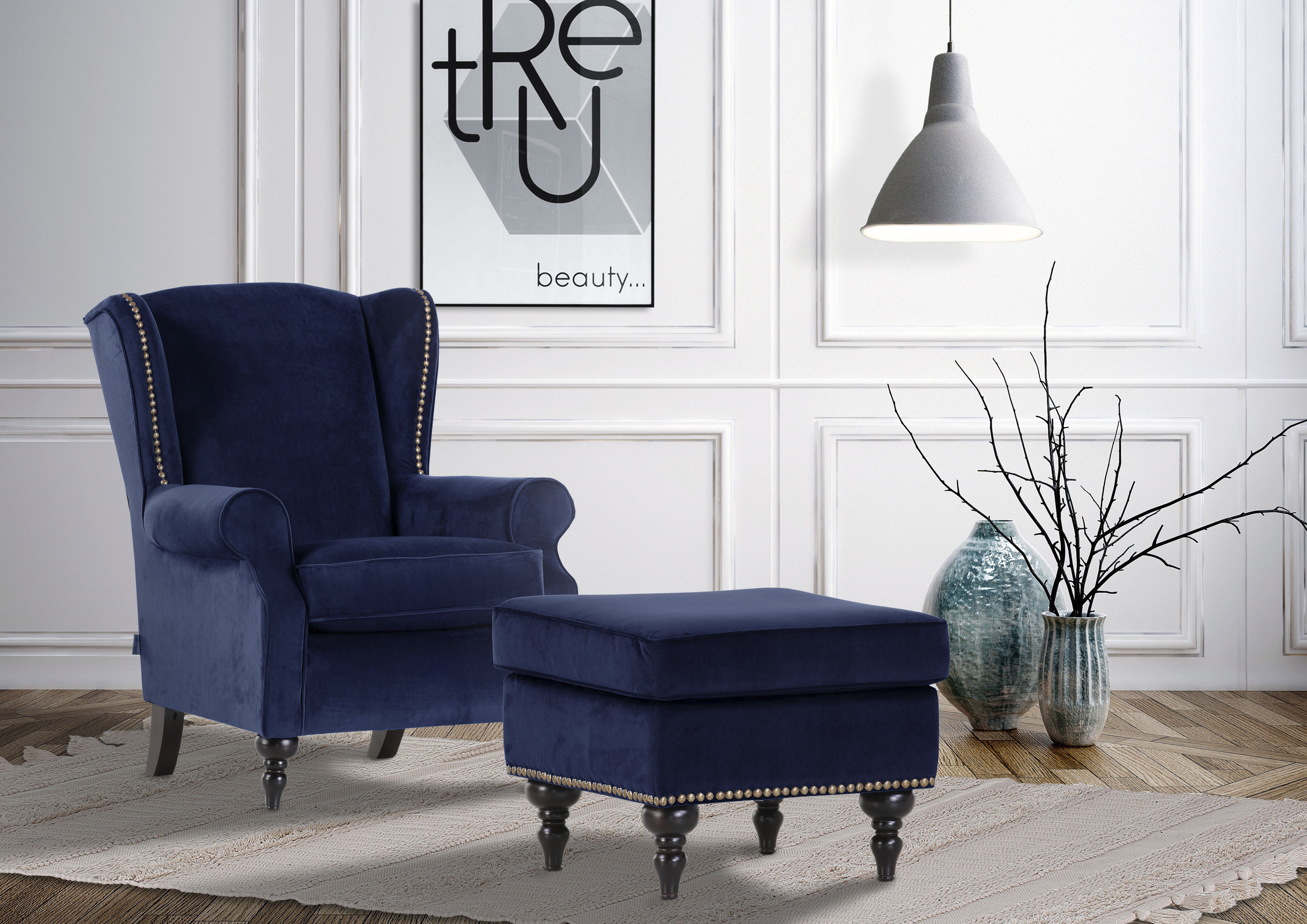 Ohrensessel GUTMANN FACTORY, bunt (blau, türkis, dunkelgrün, rot, moosgrün), B:83cm H:102cm T:87cm, 100% Polyester, Sessel, Ohrensessel