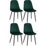 CLP - Lot de 4 chaises Giverny vertes, velours