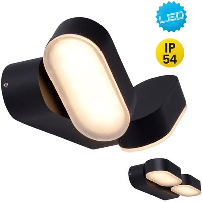LED Außen-Wandleuchte NÄVE "Motus", schwarz, B:10,00cm H:5,40cm L:23,00cm, Lampen, 2 bewegliche Lichtblöcke incl. 60 LED schwarz warmweiß IP 54 Image