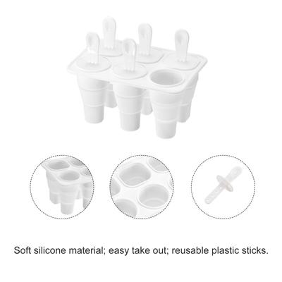 Collapsible Ice Pops Molds 6Pcs, Ice Cube Trays with Funnel and Brush - White