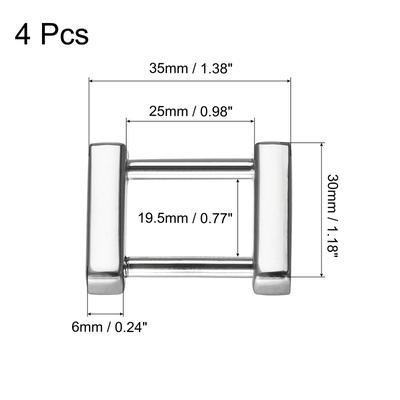 Purse Strap Rings, 4Pcs 35mm Metal Screw-in Shackle Buckle for Bag Craft, Silver - Silver Tone