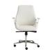 HomeRoots White Faux Leather Seat Swivel Adjustable Task Chair Leather Back Steel Frame - 26.75" X 26" X 40.75"