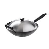 JOYCE CHEN Honey Can Do 4 - Piece Non-Stick Carbon Steel Wok Set w/ Lid Non Stick/Carbon Steel in Black/Gray | 5.75 H x 14 W in | Wayfair J19-9446