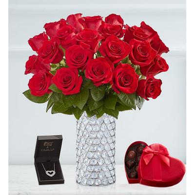 1-800-Flowers Flower Delivery Sparkle Her Day Red Roses W/ Clear Vase | Happiness Delivered To Their Door