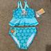 Disney Swim | Disney Store Frozen Elsa Floral Tankini 2 Pc Swimsuit Upf 50+Girl Size 9/10 Nwt | Color: Blue/Green | Size: 9/10