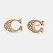 Coach Jewelry | Coach Signature Stud Earrings, Classic C, Plated Brass, Gold Color | Color: Gold | Size: Os