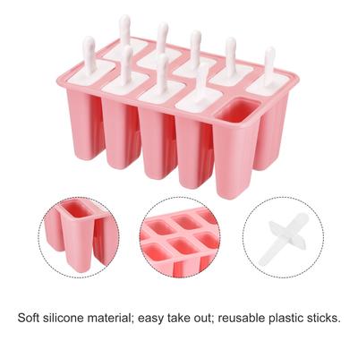 Silicone Ice Pops Molds 10Pcs, with Sticks Funnel and Cleaning Brush