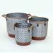 Silver With Copper Colored Base And Rope Handles Planters (Set Of 3)