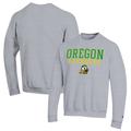 Men's Champion Heather Gray Oregon Ducks Stack Logo Lacrosse Powerblend Pullover Sweatshirt