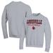 Men's Champion Heather Gray Louisville Cardinals Stack Logo Volleyball Powerblend Pullover Sweatshirt