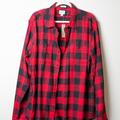 J. Crew Shirts | J. Crew Men Midweight Flannel Workshirt , Xl, Slim Cut, Red | Color: Black/Red | Size: Xl