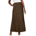 Plus Size Women's Stretch Knit Maxi Skirt by The London Collection in Chocolate (Size 14/16) Wrinkle Resistant Pull-On Stretch Knit