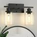 Bathroom Light Fixtures 2 Light Matte Black Vanity Light Vintage Wall Sconces Lighting Modern Bath Wall Mounted Lights with Glass