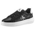 Sneaker CALVIN KLEIN JEANS "CHUNKY CUPSOLE MONO LTH WN" Gr. 39, schwarz (schwarz weiß) Damen Schuhe Sneaker