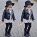 Floleo Girls Kids Outfits Autumn Winter Girl Boy Kids Baby Outwear Leather Coat Short Jacket Clothes