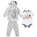 Disney Classics Patch Infant Baby Boys or Girls Fleece Pullover Hoodie Bodysuit and Pants 3 Piece Outfit Set Newborn to Infant