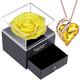 Preserved Real Rose Box with Austrian Crystal Necklace,Eternal Yellow Rose with 925 Sterling Silver Love Heart Gemstone Pendant,Citrine Birthstone Jewelry,Enchanted Flower Necklace Box Gift for Women