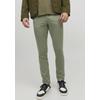 Chinos JACK & JONES "JPSTMARCO mit Stretchkomfort und schmalem Bein", Herren, Gr. 32, Länge 34, grün (deep lichen grün), Web, Obermaterial: 98% Baumwolle, 2% Elasthan, unifarben, modisch, slim fit normal, Hosen, mit Reißverschluss