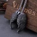 Collier ailes d'ange en acier inoxydable pour hommes pendentif Hip Hop fait à la main bijoux