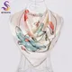 BYSIFA – foulard en soie blanc et rose châle de marque à la mode carré en Satin Floral hijab