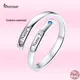 Bamoer-Bague double personnalisée pour femme argent regardé 925 lettrage brodé personnalisé