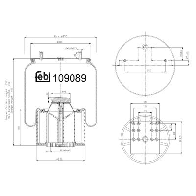 FEBI BILSTEIN Federbalg, Luftfederung Universal mit Kolben 310mm 109089 Image