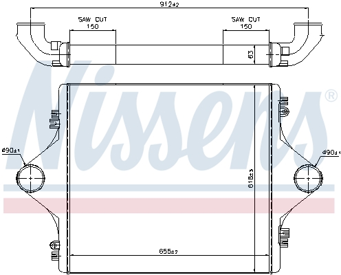 NISSENS Ladeluftkühler Universal für MAN 81061309182 81061309083 81061309181 96977 Image