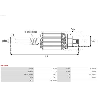 AS-PL Anker, Starter Universal 12V 53,00mm SA6023 Image