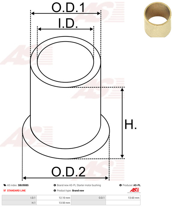 AS-PL Buchse, Starterwelle SBU9085 Universal Image