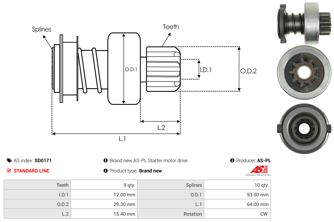 AS-PL Freilaufgetriebe, Starter SD0171 Universal Image