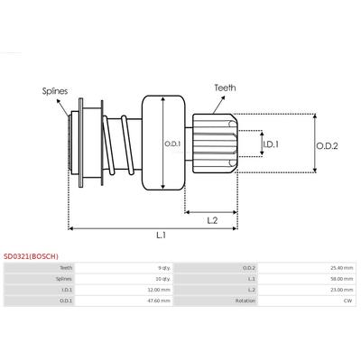 AS-PL Freilaufgetriebe, Starter Universal SD0321(BOSCH) Image